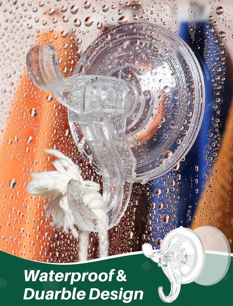 AENTGIU 10 Pack Clear Suction Cup Wreath Hanger, Heavy Duty Shower Suction Cup Hooks with Adhesive Suction Tab, Removable Strong Front Door Hooks for Hanging Wreath Ideal for Glass, Windows, Doors - Image 3